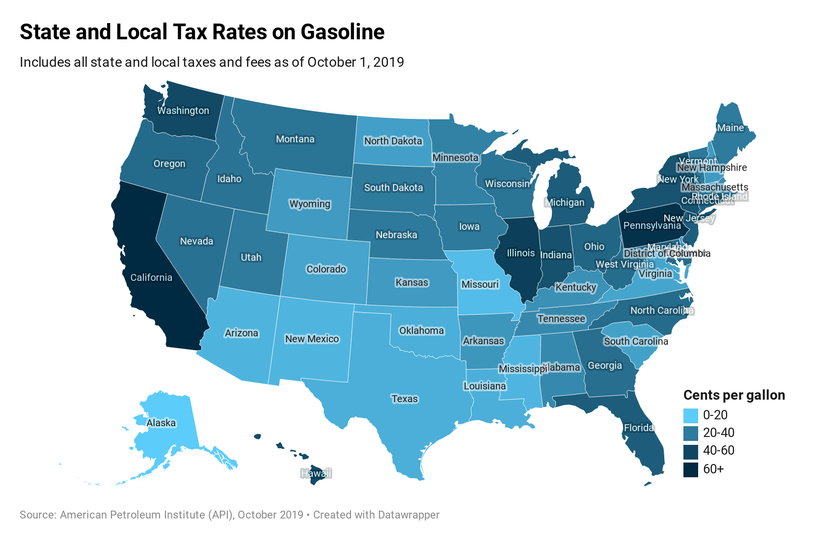 WCJbJ state and local tax rates on gasoline